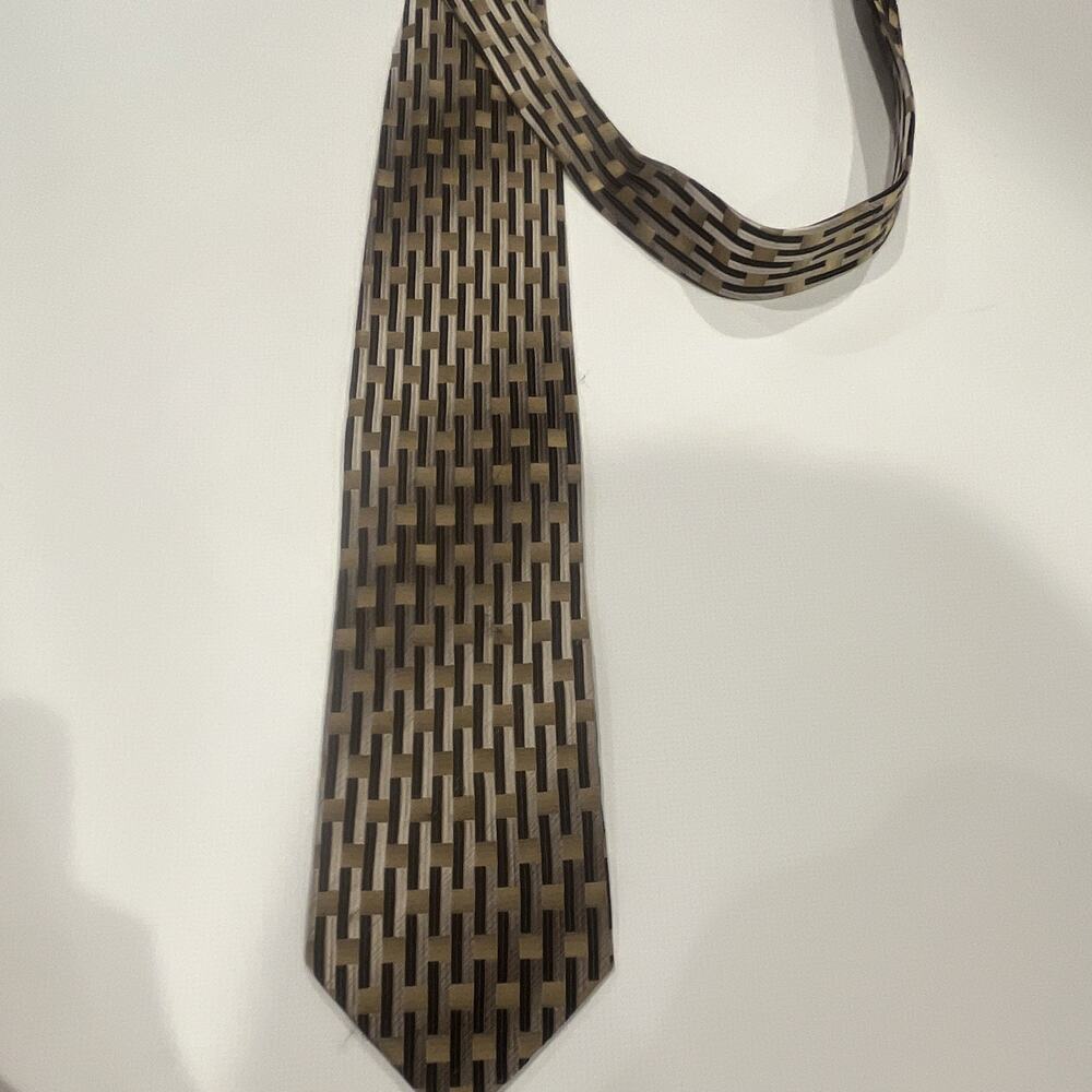Alexander Julian Colours‎ Men's Designer Geometric Tie Gold Black Silver